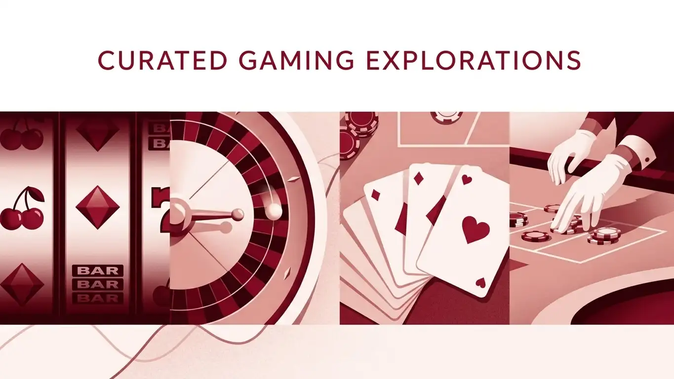 Abstract casino game categories with slot reels, table shapes and live studio elements